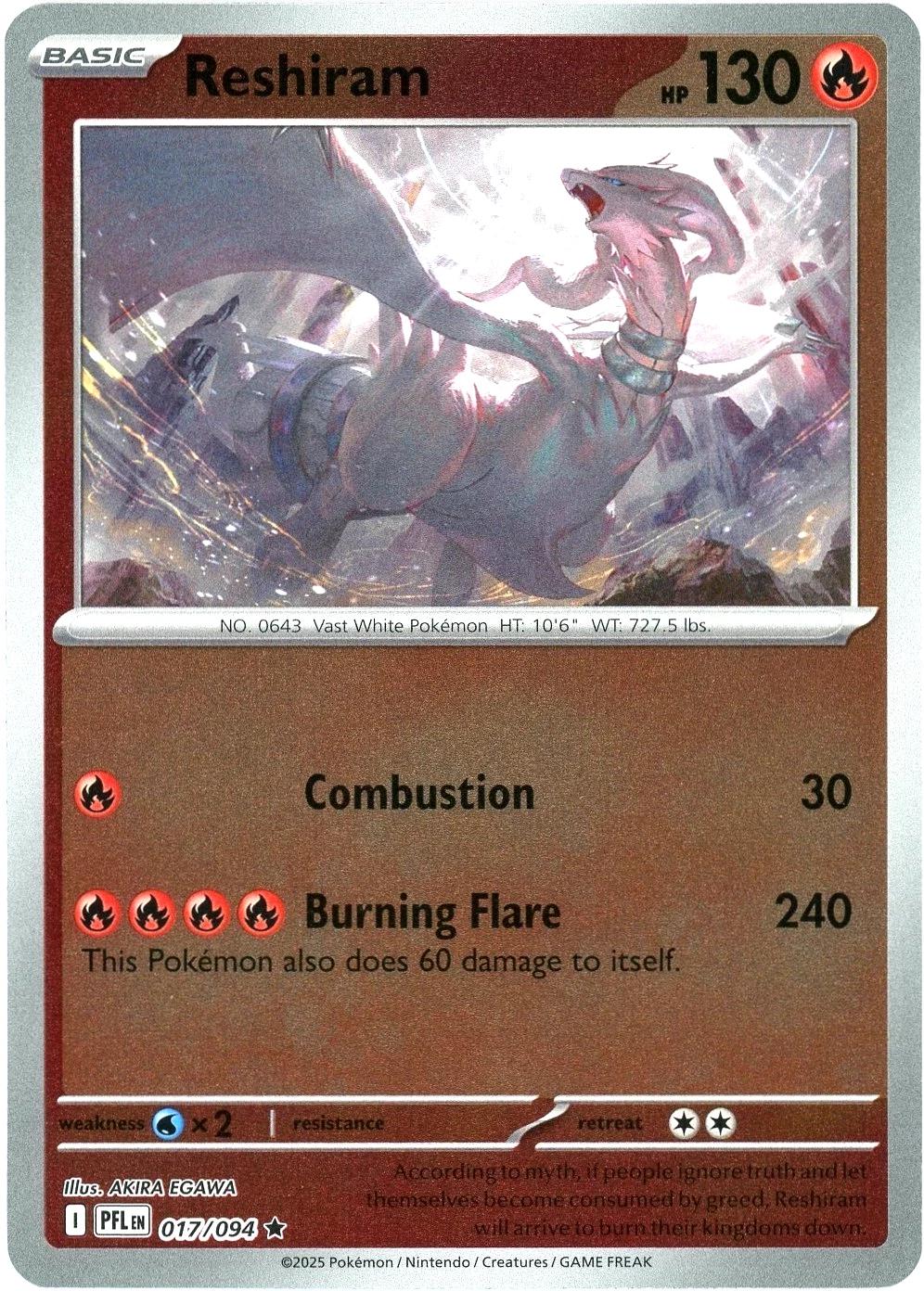 Phantasmal Flames Reshiram [Reverse Holo] Pokémon card